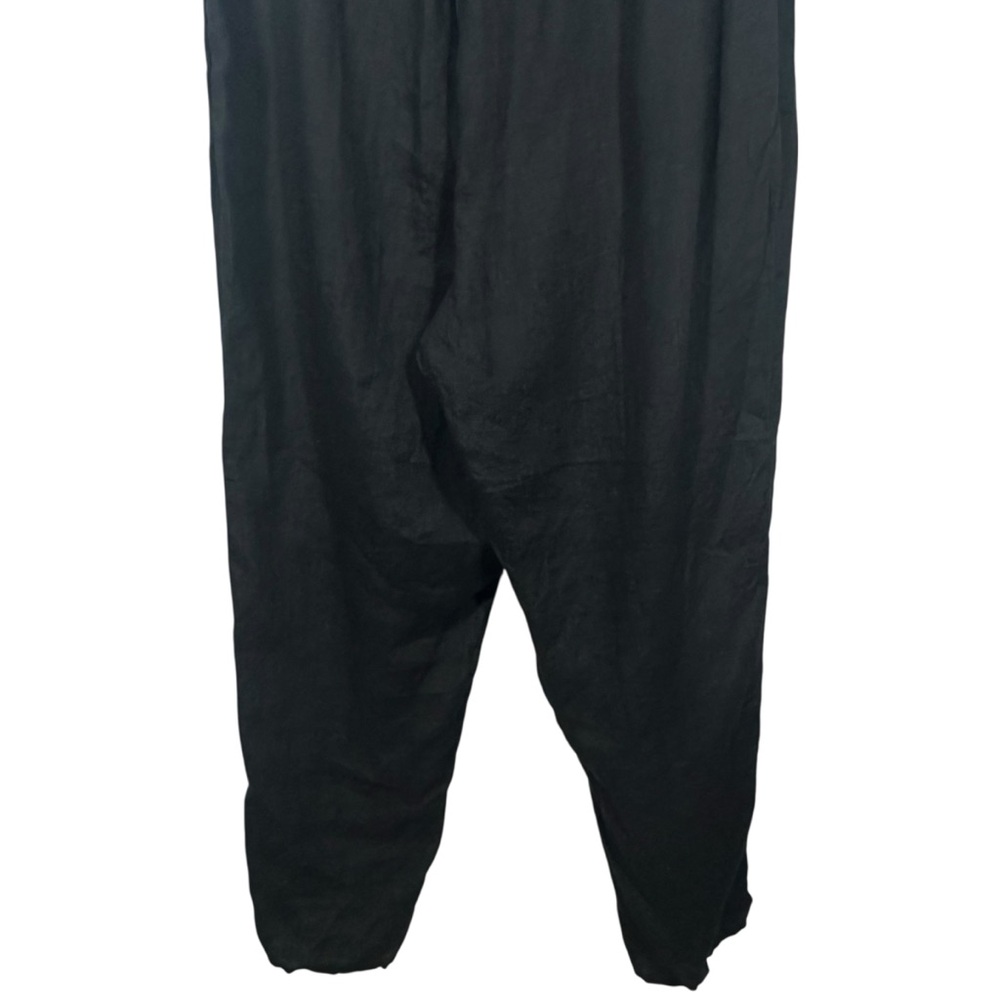 Flax Womens Linen Wide Leg Cropped M Black Lagenlook Beach Sustainable - Picture 6 of 14